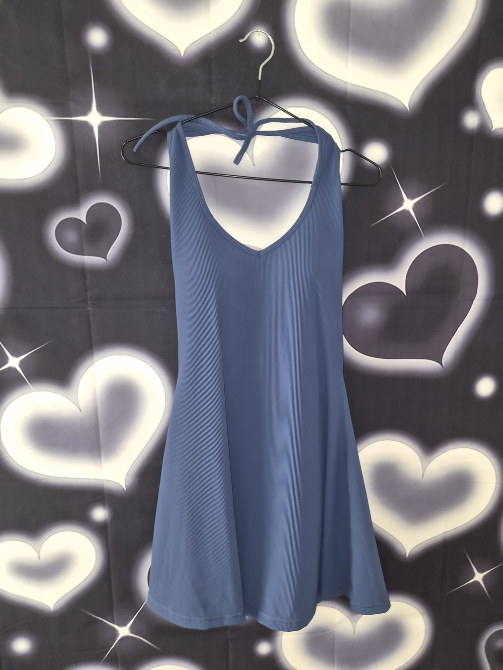 Blue Halter Romper Dress